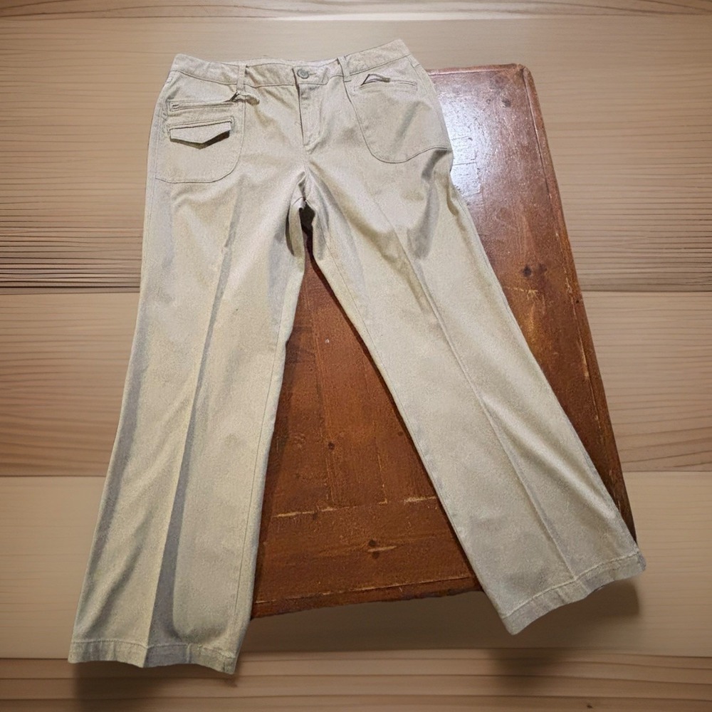 GITANO Women's Size 16 Beige Khaki Pants Mid Rise Straight Leg Stretch